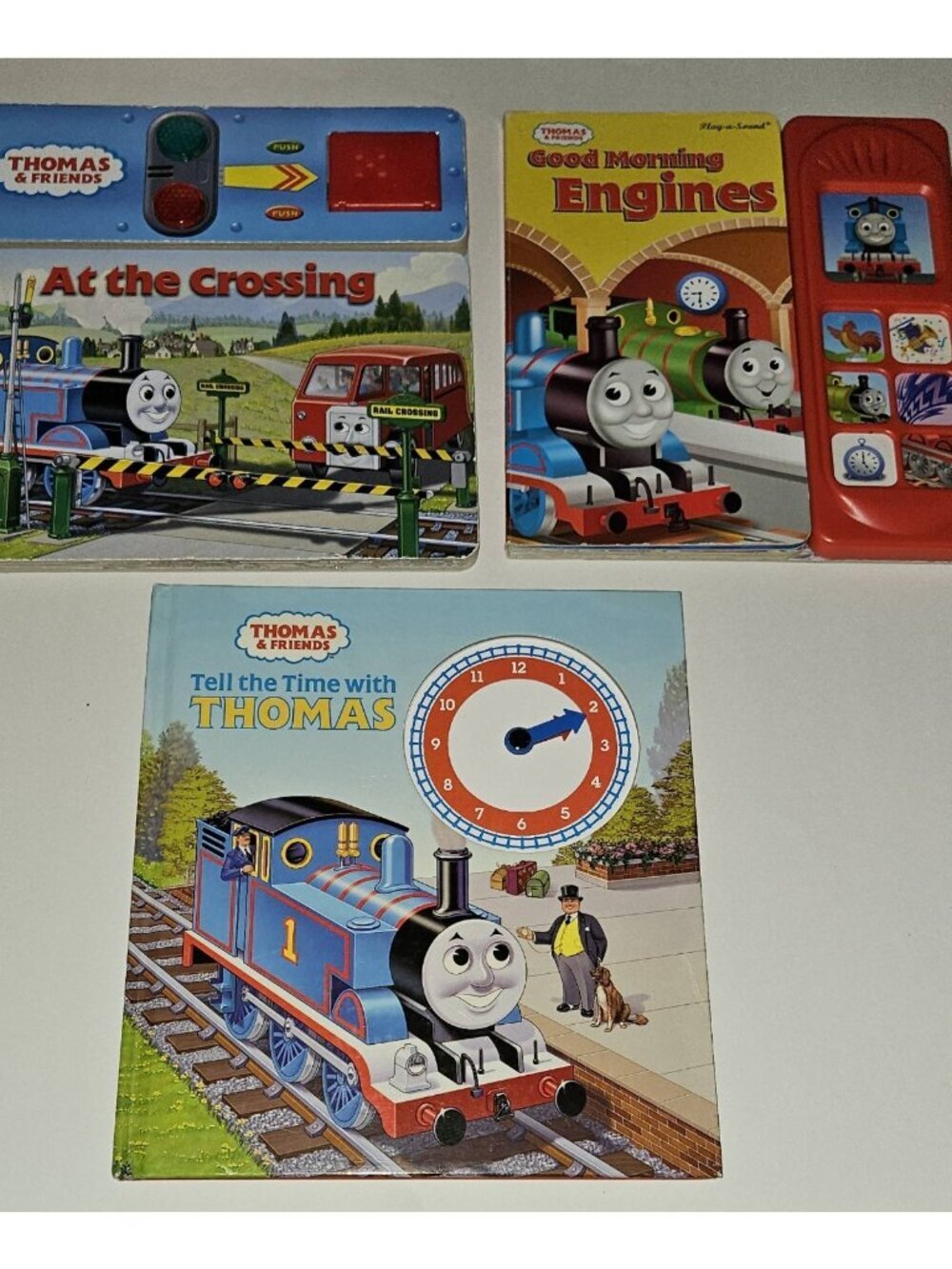 3 Thomas Tank Engine Board Book Lot Interactive Sound At the Crossing Tell Time